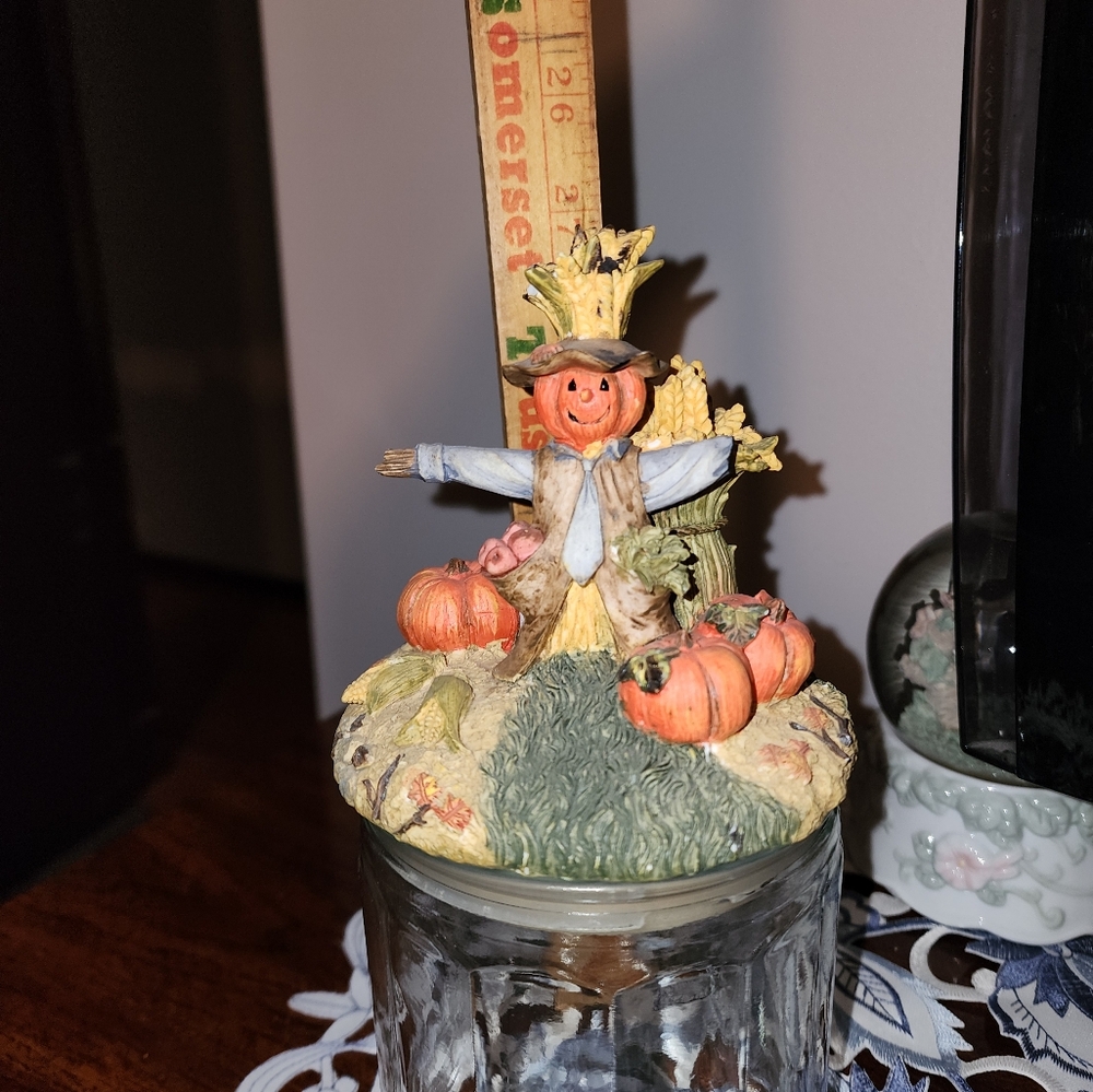LAST CALL Charming Scarecrow Pumpkin Jar Topper